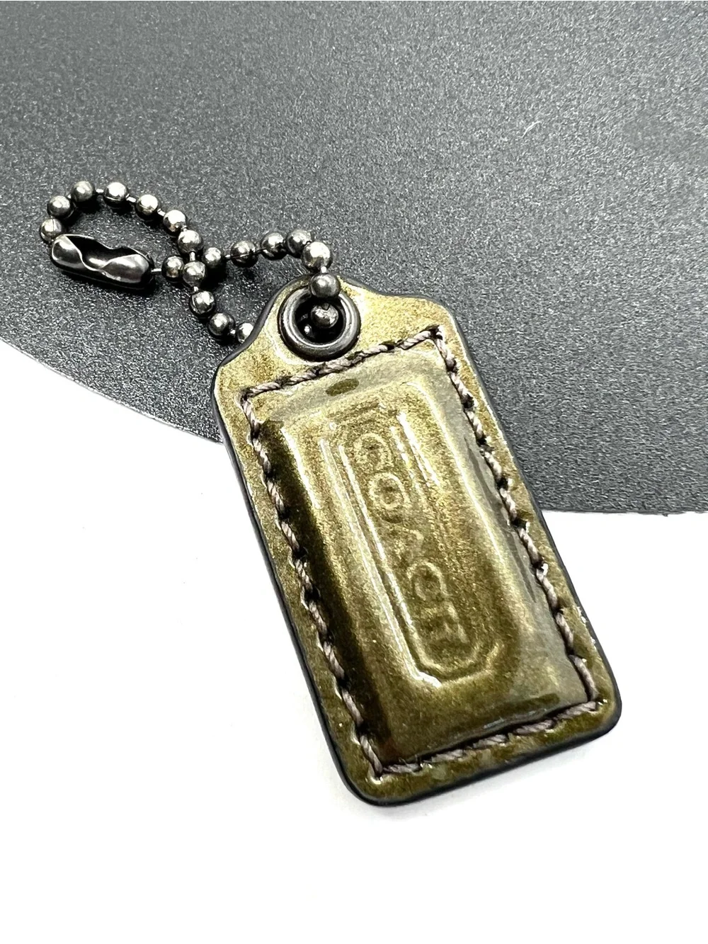Coach Metallic Olive Green Leather Bag Charm Hangtag Replacement